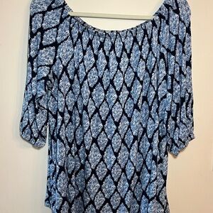 Lane Bryant Blue Patterned Women's Top size 14/16